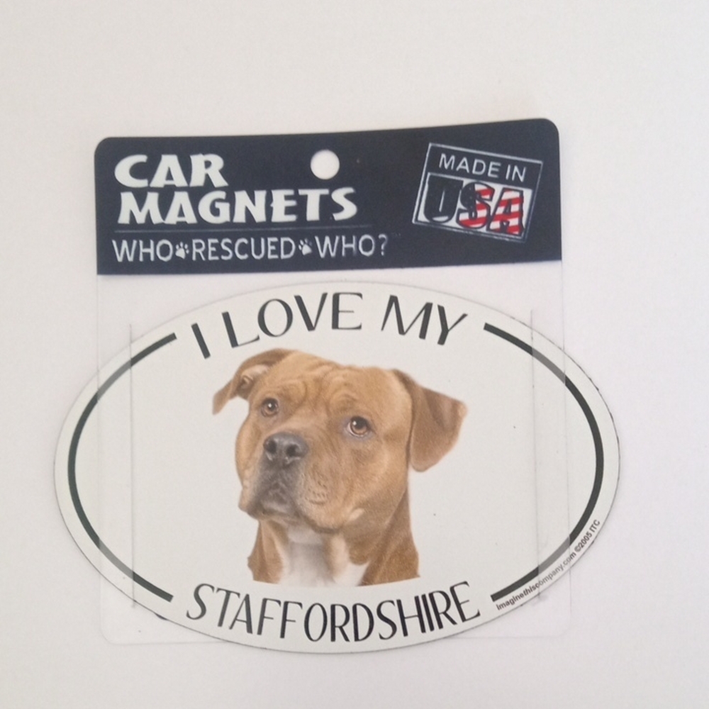 I Love My Staffordshire Car Magnet - Brown